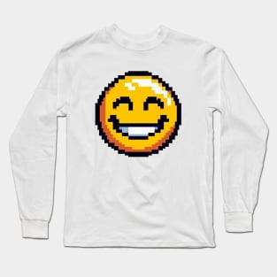 Smile Emoji Pixel Long Sleeve T-Shirt